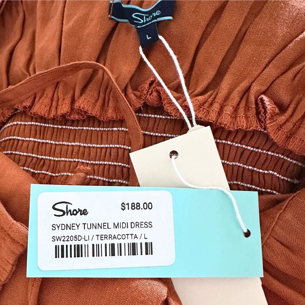 Shore Terracotta Sydney Midi Dress BNWT - Picture 3 of 3
